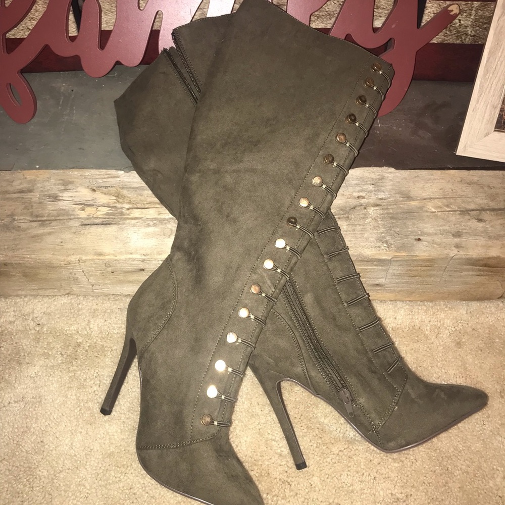 Tall army green boots